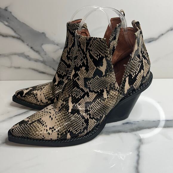 Jeffrey Campbell x Free People Women's Snakeskin Festival Boho Ankle Boots Sz 7 - Picture 3 of 8